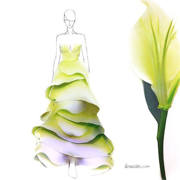 花朵灵感连衣裙设计图