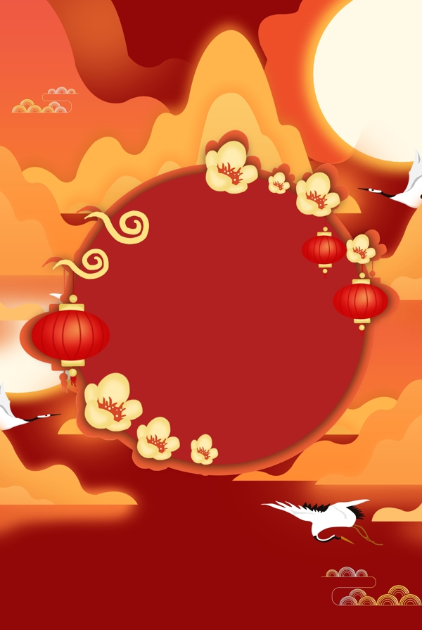 中式传统底纹背景海报
