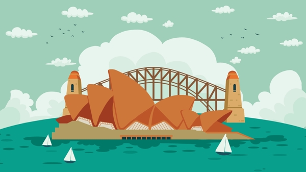世界旅游日悉尼歌剧院矢量插画