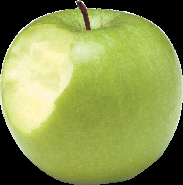 咬一口的绿苹果图片免抠png透明图层素材