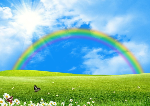 草原上的彩虹图片