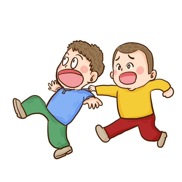 卡通打架的两个小男孩设计
