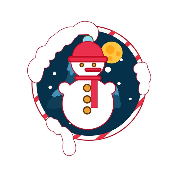 圣诞节元素装饰图标元素雪人蝴蝶结铃铛雪花