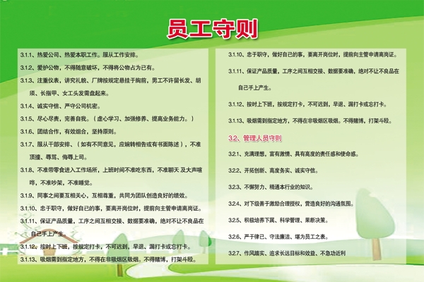 員工守則展板圖片