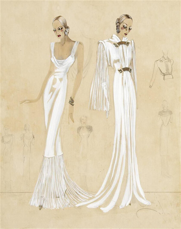 2款白色长裙设计图