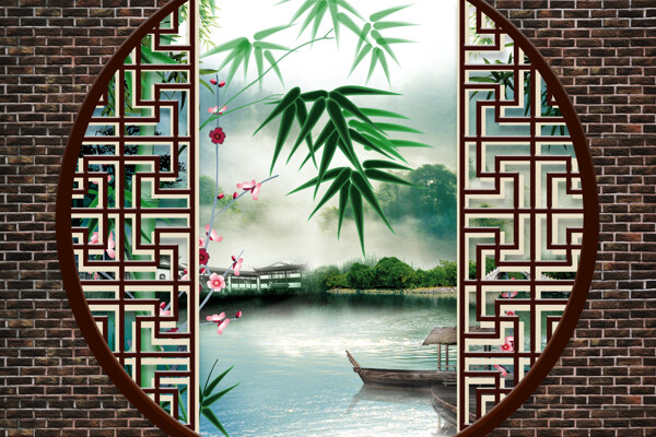 樹枝花卉背景墻
