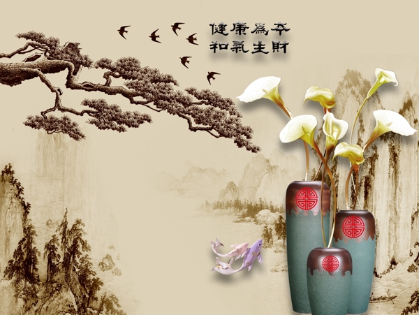 新中式背景墻