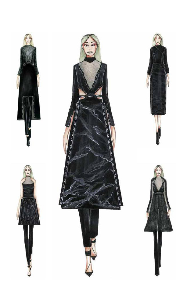 5款黑色连衣裙设计图