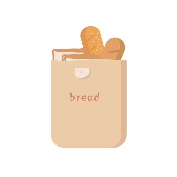 手绘卡通装面包的袋子