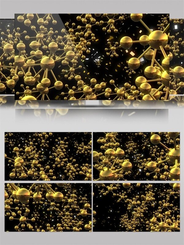金色球体分子结构视频素材高清