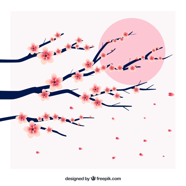 美麗的背景與樹枝盛開