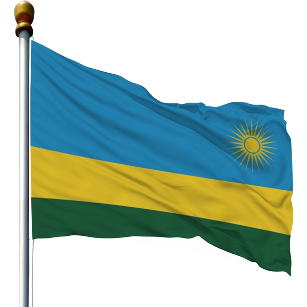 带旗杆的卢旺达国旗