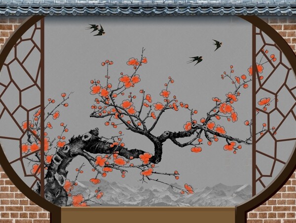 新中式背景墻