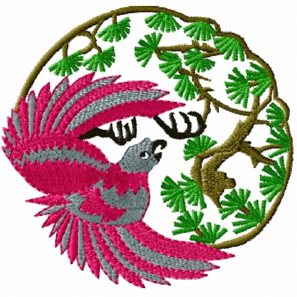 繡花花朵樹枝鳥類免費(fèi)素材