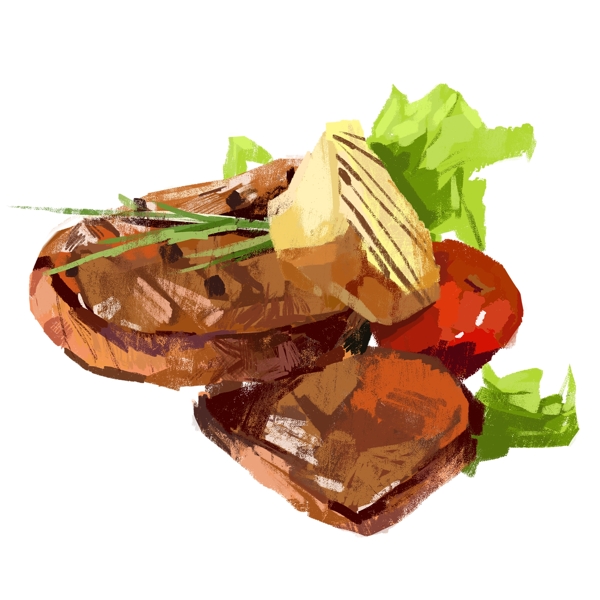 卡通手绘烤肉可商用元素