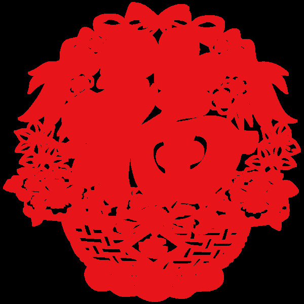 紅色中國(guó)剪紙畫(huà)png元素