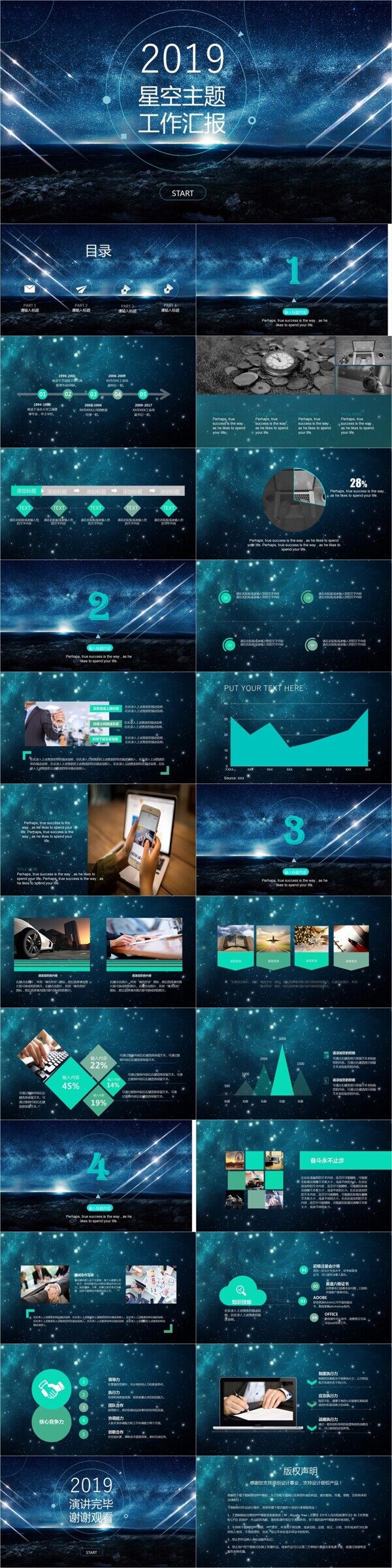 大氣時尚星空主題工作匯報總結計劃PPT