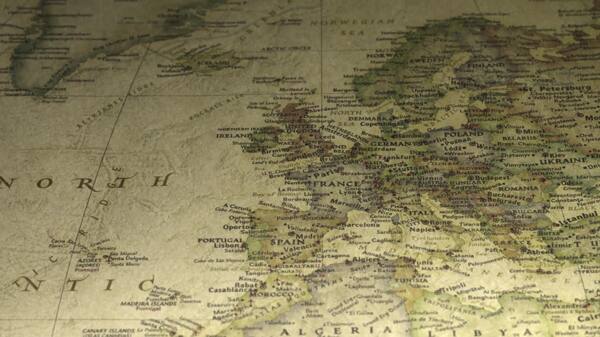 老式地图泛到欧洲