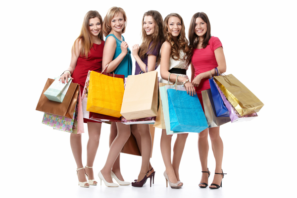开心购物的购物女性图片