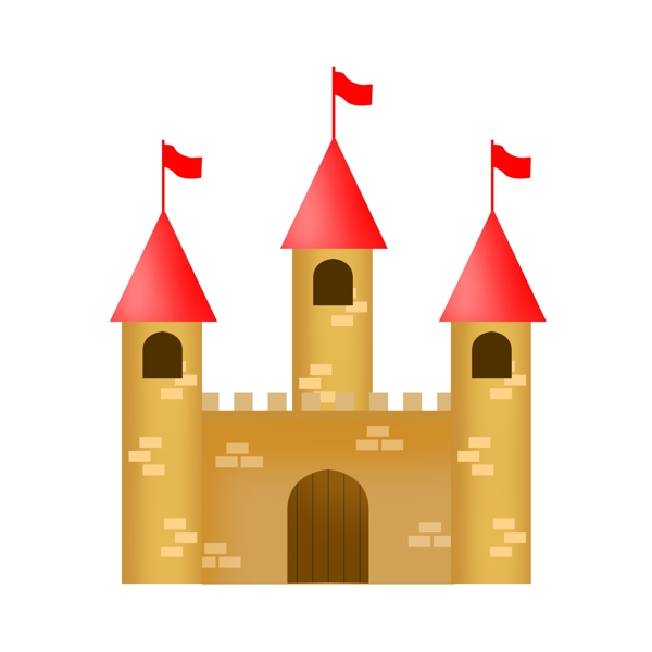 红色的城堡建筑插画