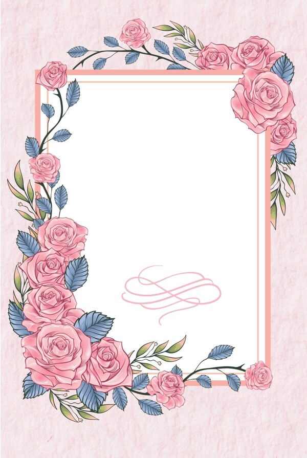 粉色花卉边框女神节海报背景