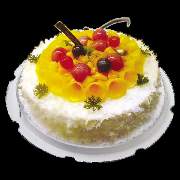 黄桃水果蛋糕素材