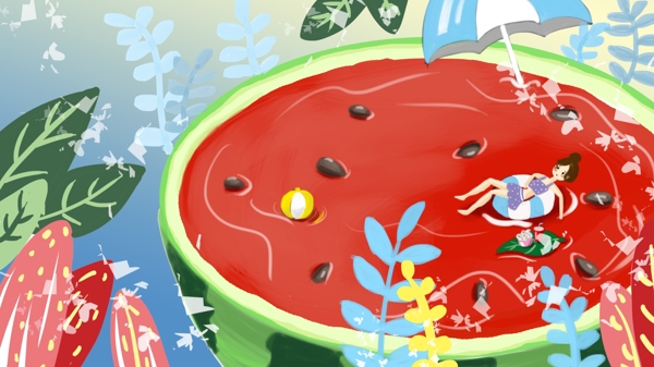 處暑西瓜游泳池