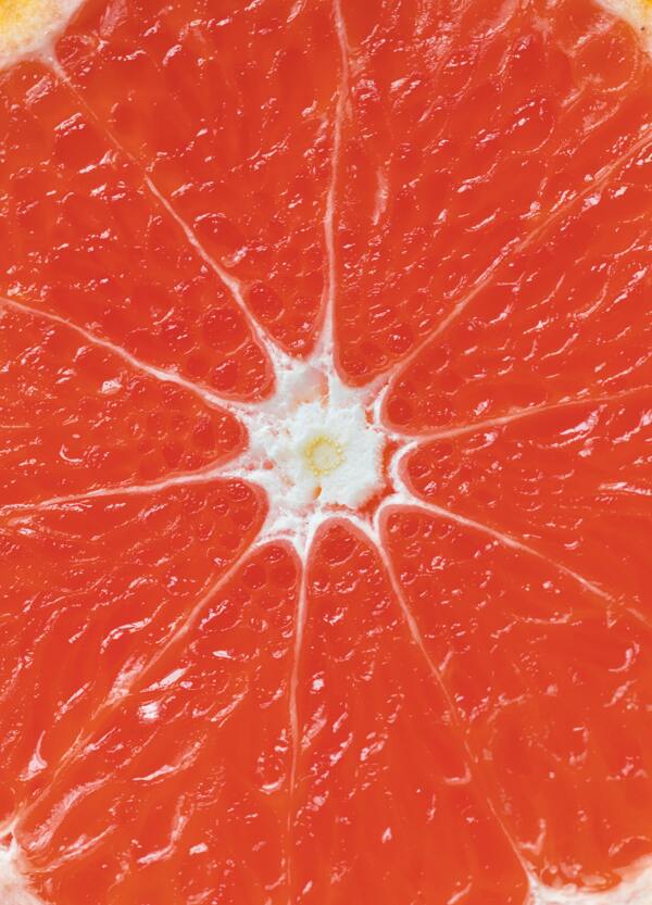 红柚切开果肉肌理图