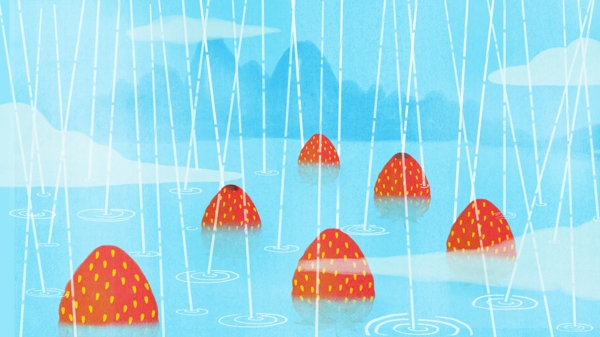 雨中草莓奔跑背景圖