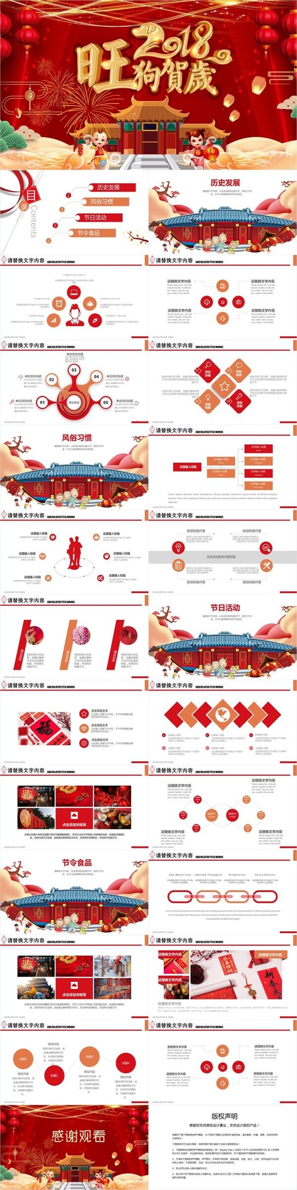 创意节日风春节文化习俗传统介绍PPT模板