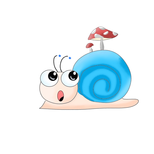 原创手绘长蘑菇的蜗牛