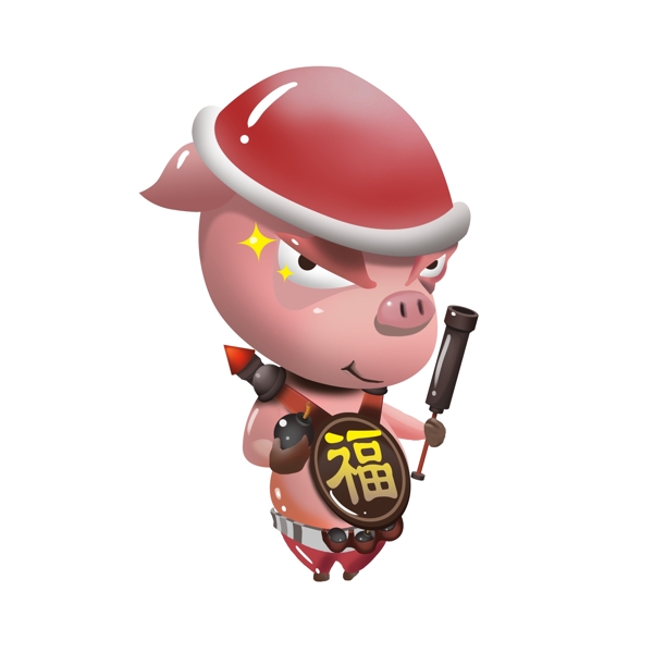 2019猪年手绘立体3D风格祝福小猪
