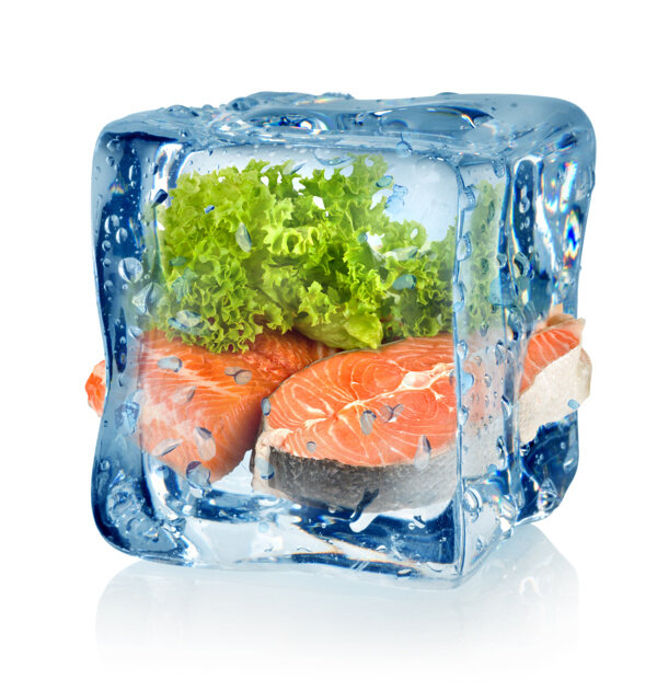三文鱼冰冻冷藏图片