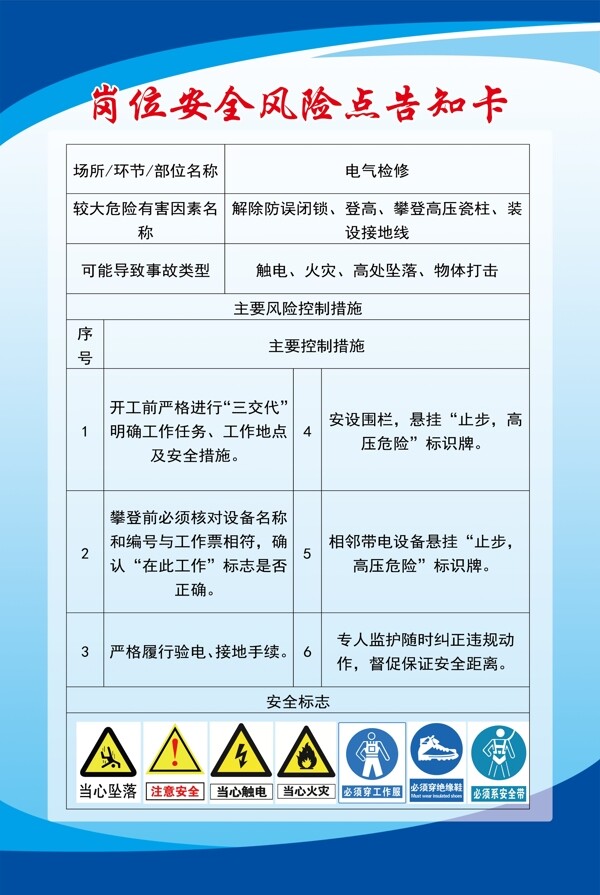 電器檢修告知卡