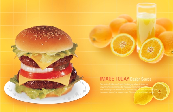 汉堡包橙子宣传海报