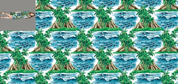 数码椰树山海水挂板