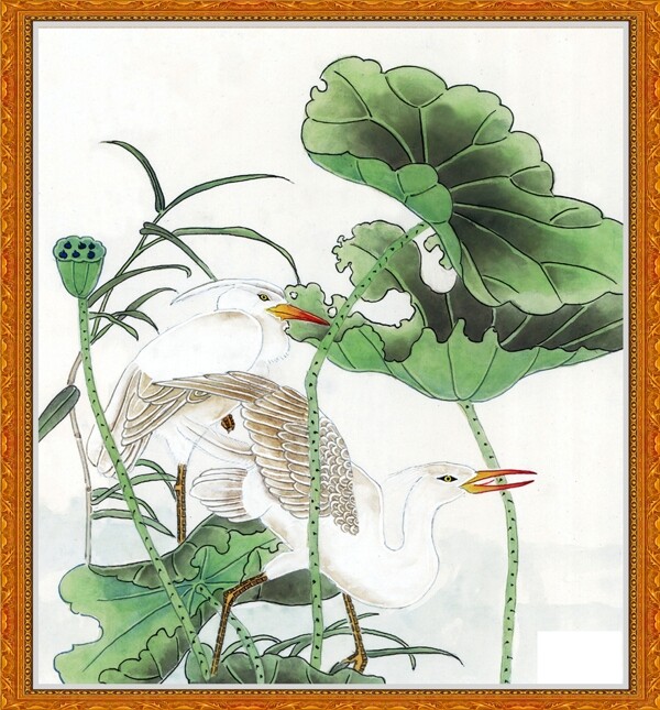 荷葉鴨子圖