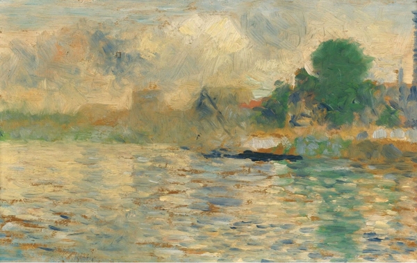 GeorgesSeuratBargeontheSeine1884畫家風(fēng)景畫靜物油畫建筑油畫裝飾畫