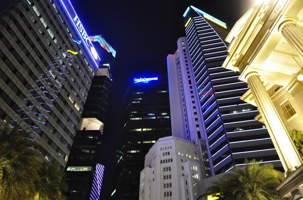 新加坡中央商务区夜景图片