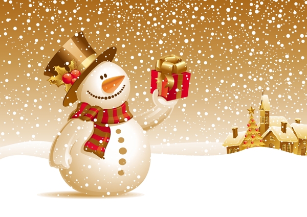 可愛精美雪人圣誕節(jié)元素矢量素材