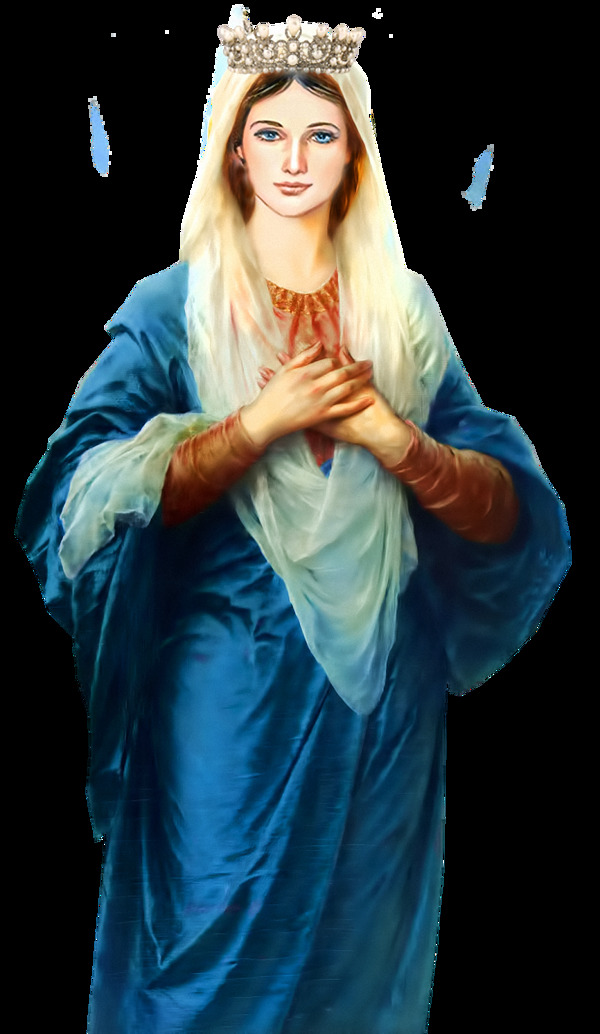 蓝色衣服的圣玛丽免抠png透明素材