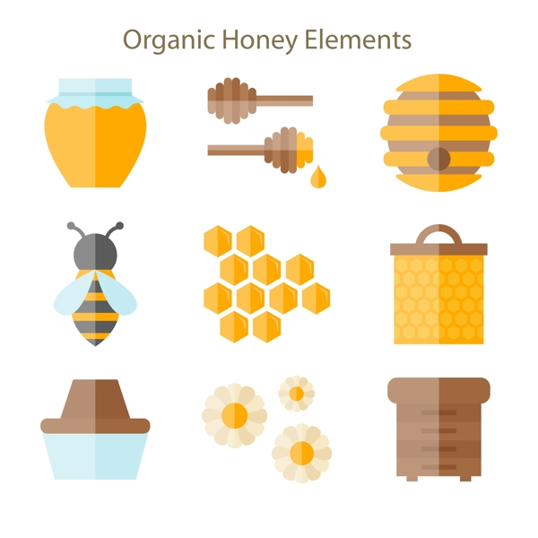 9款扁平化蜂蜜元素矢量素材