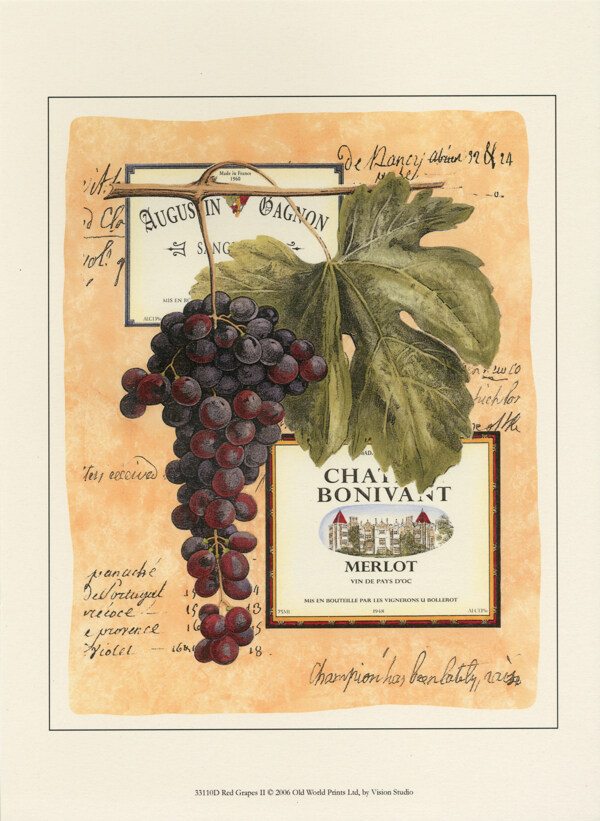 美式葡萄水果复古装饰画图片
