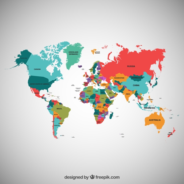 精美彩色世界地图矢量图