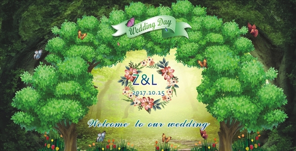 绿色森系婚礼背景