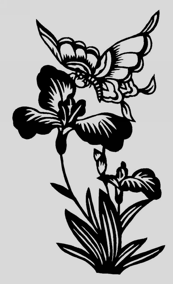 蝴蝶花剪紙