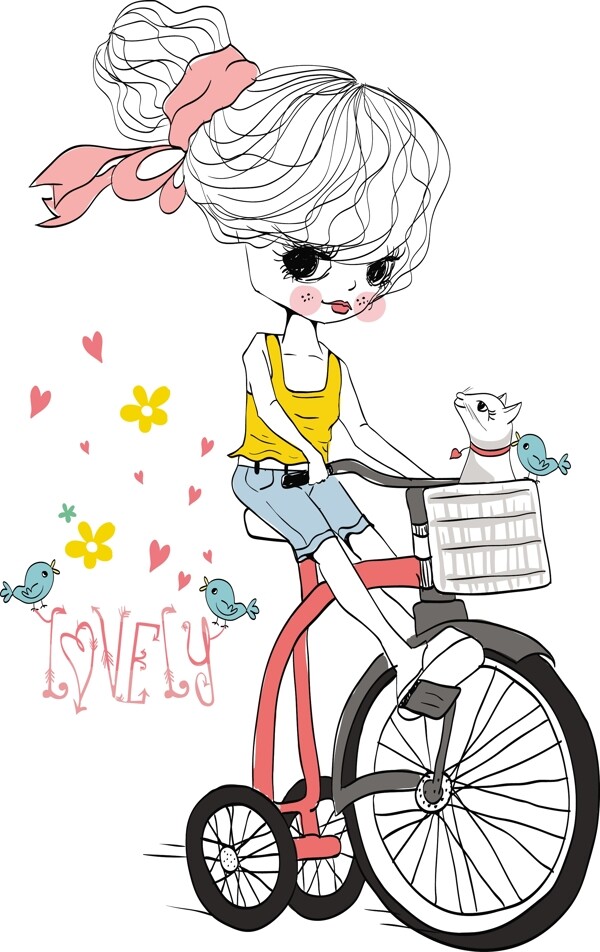 騎自行車(chē)的女生