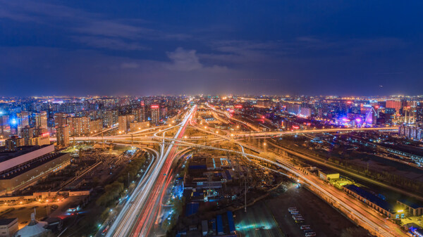 城市夜景鸟瞰全景交通道路图