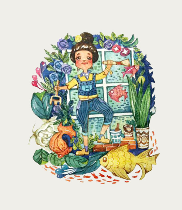 位圖藝術(shù)效果手繪人物女孩免費(fèi)素材