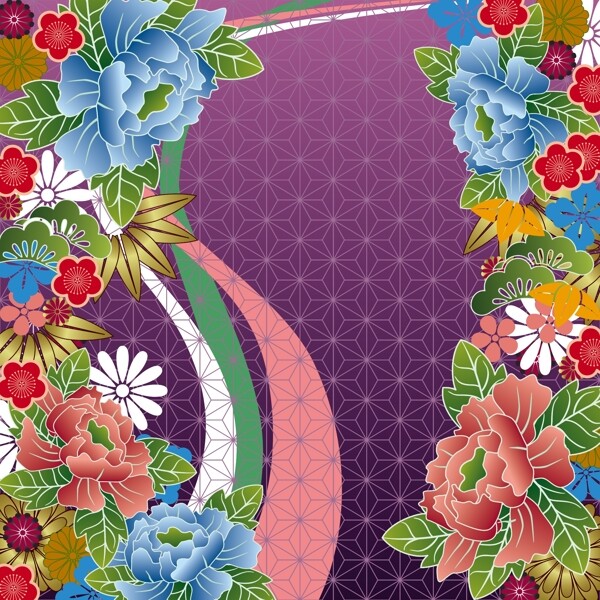 矢量日風(fēng)花紋圖片素材